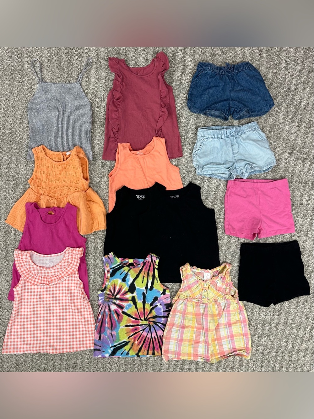14 Piece Toddler Girl Size 4T Tank Tops & Shorts Summer Bundle